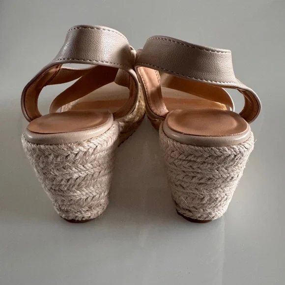 Elegant Beige Wedge Sandals-WOMENS - Picture 5 of 7